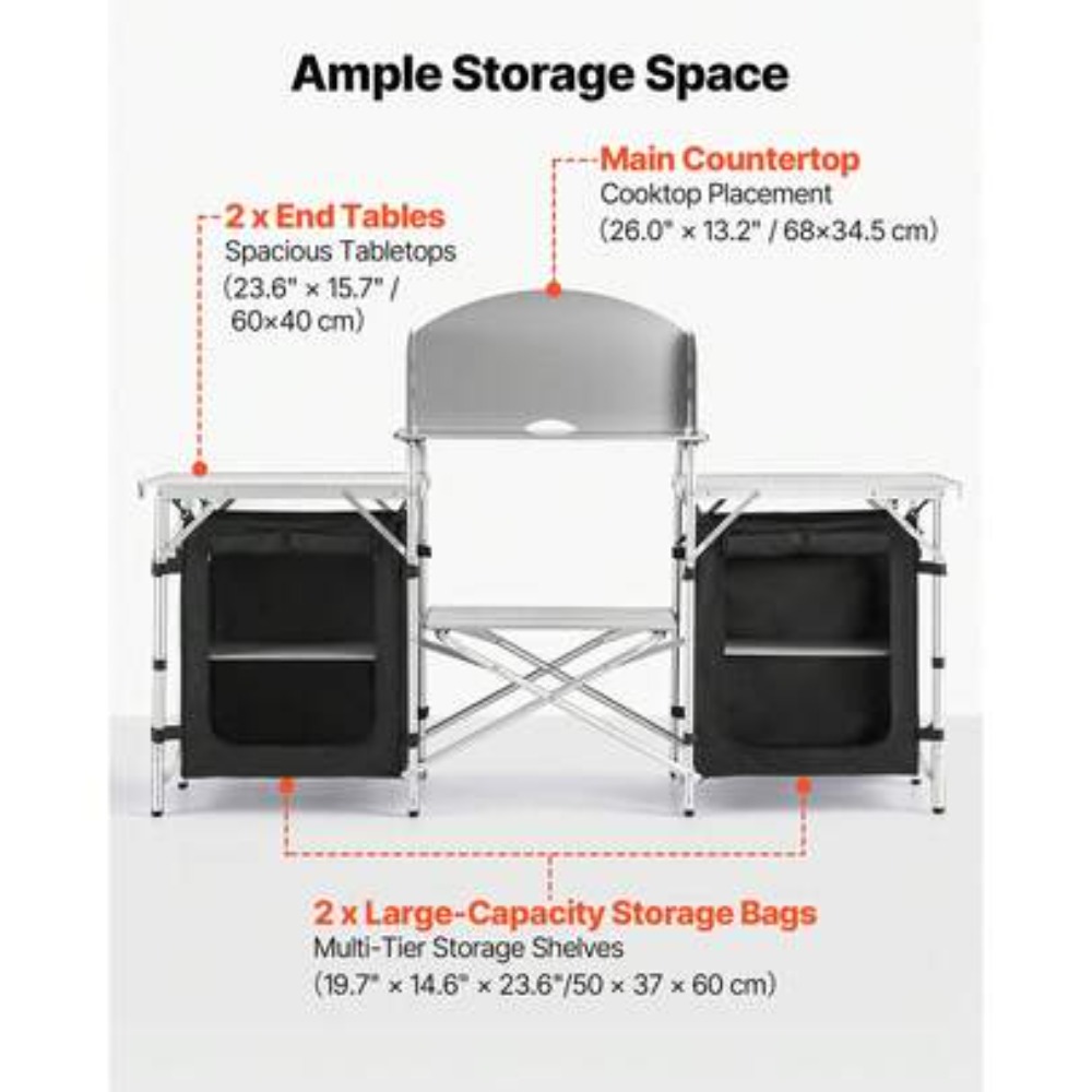 Outdoor Camping Kitchen Setup - Portable Folding Camping Table for Outdoor