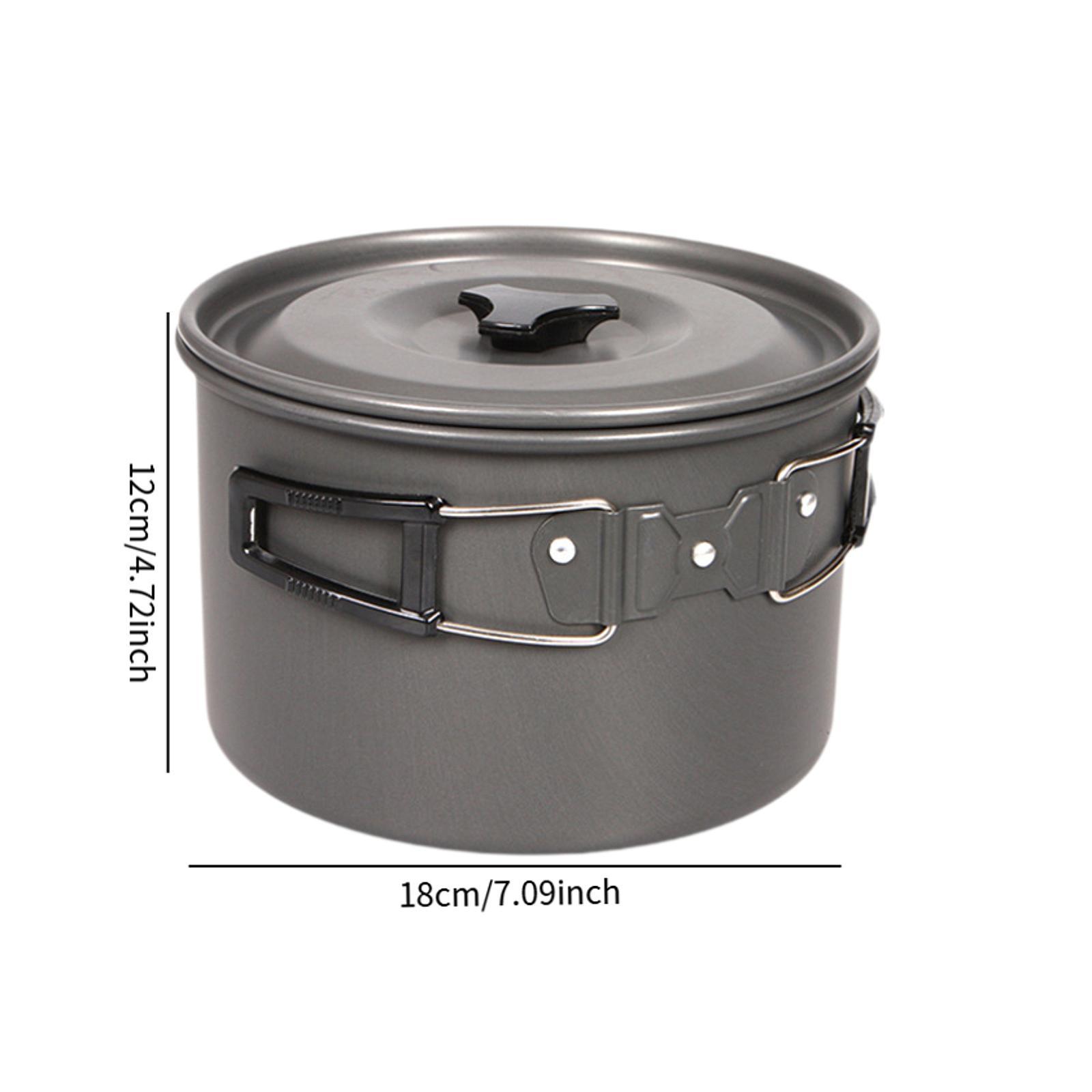 Outdoor Camping Kitchen Setup - Lightweight Camp Cook Pot Nonstick Aluminum