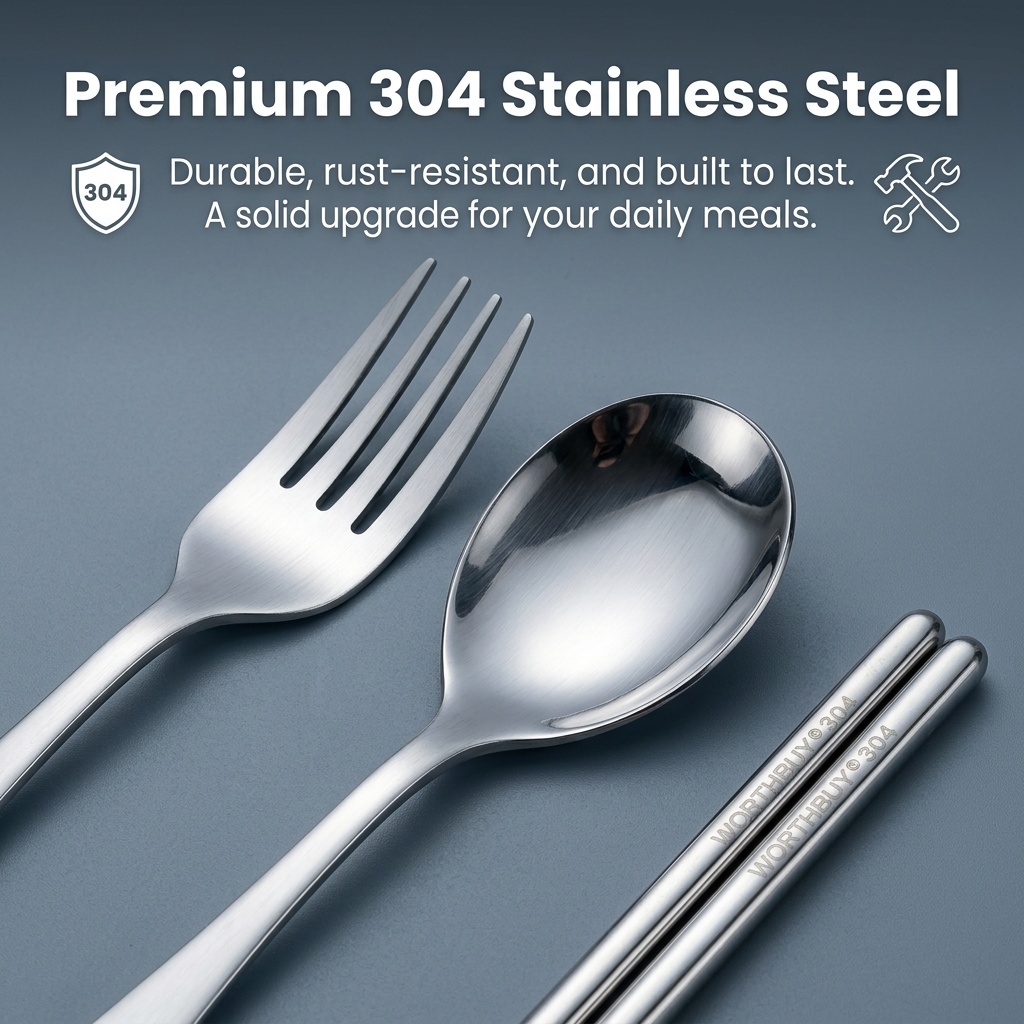 Portable Cutlery Set Stainless - Outdoor Camping Essentials ulasan dan harga