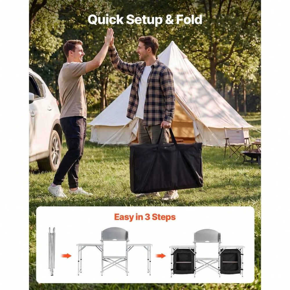 Portable Folding Camping Table - Outdoor Camping Kitchen Setup ulasan dan harga