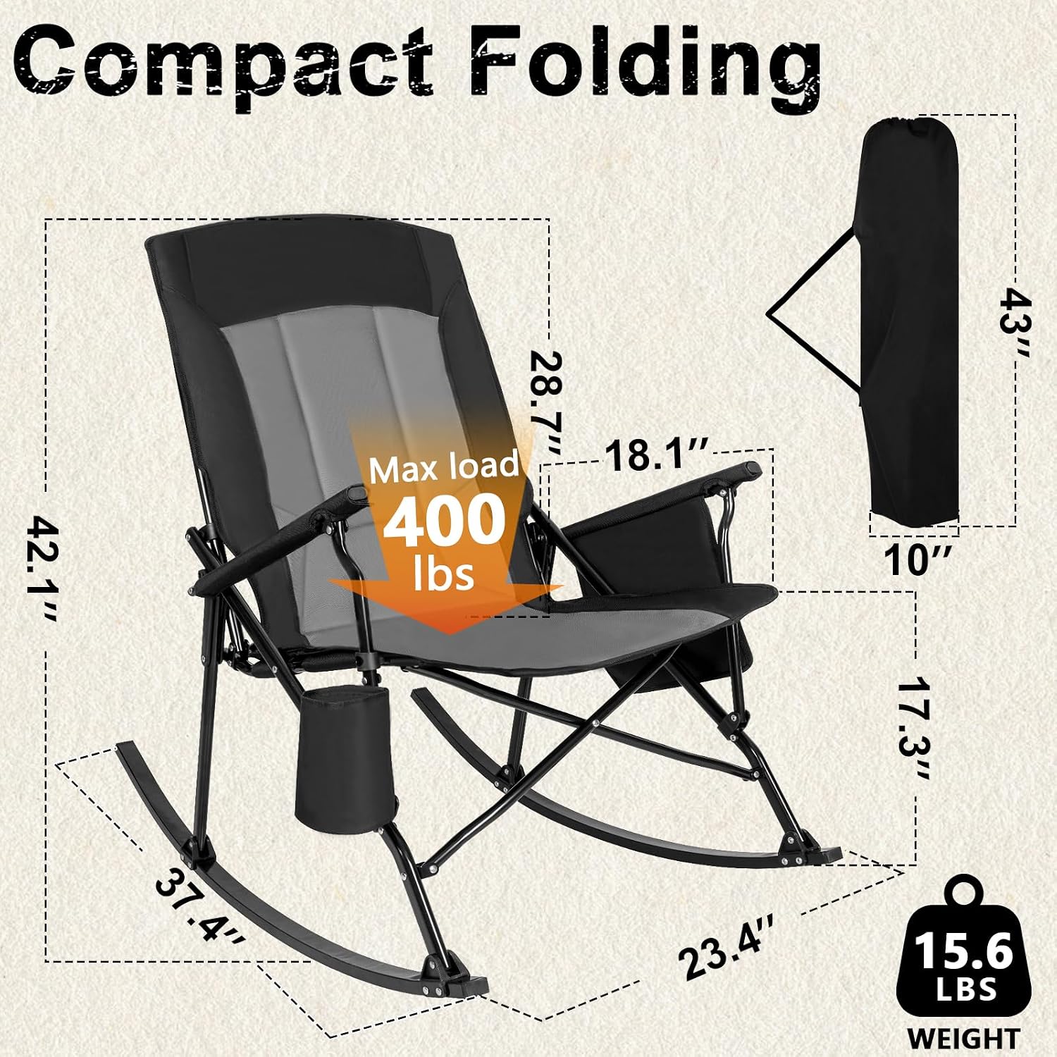 High Back Portable Rocking Cha - Outdoor Camping Rocker ulasan dan harga