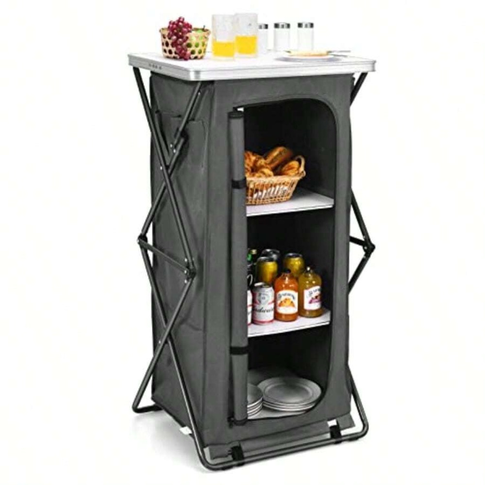 Folding Camping Storage Cabine - Outdoor Camping Kitchen Setup ulasan dan harga