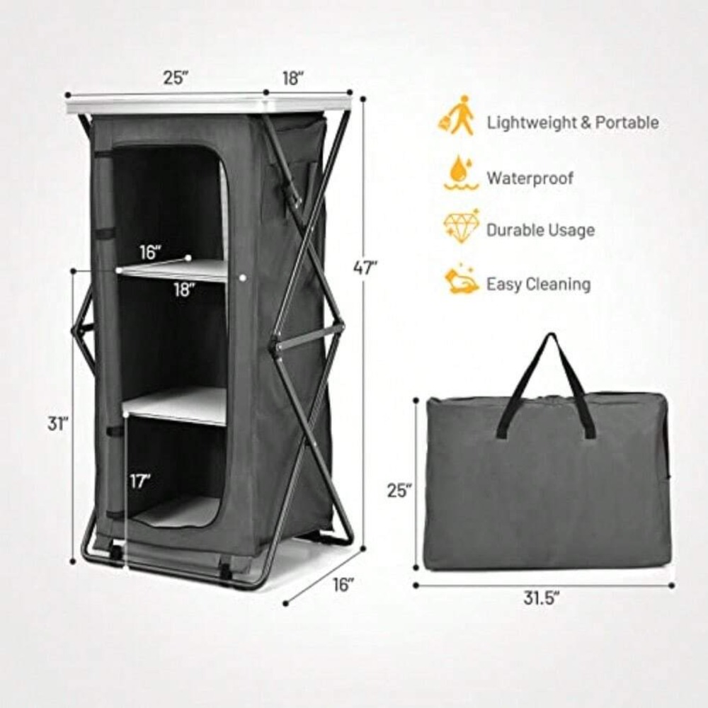Folding Camping Storage Cabine - Outdoor Camping Kitchen Setup ulasan dan harga