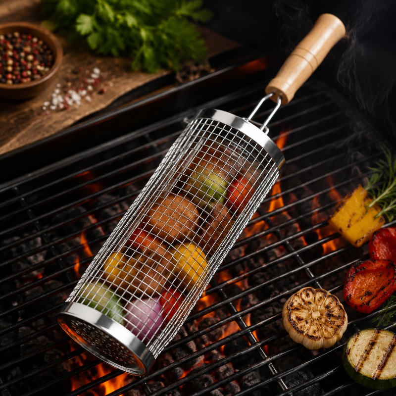 Round Barbecue Grill Basket Se - Outdoor Camping Essentials ulasan dan harga