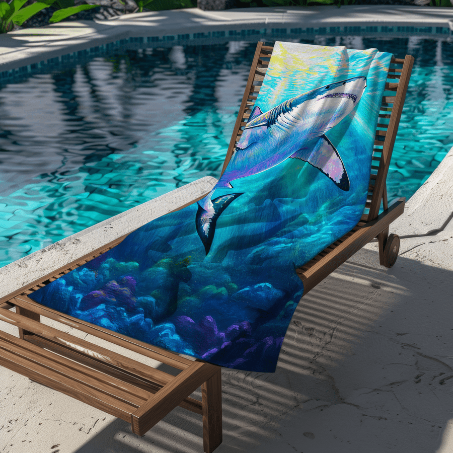1pc Shark Pattern Sand-Proof M - Camp Towel Microfiber ulasan dan harga